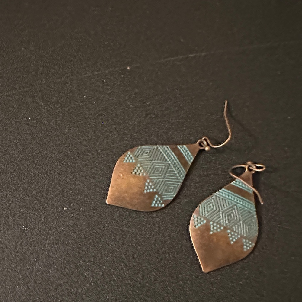 Bohemian Teal and Bronze Earrings